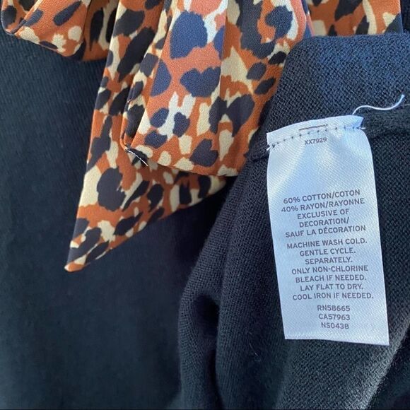 14th & Union Black sweater with cheetah bow tie - Picture 8 of 8